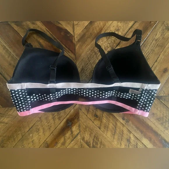 Victoria's Secret Black Bra with Pink & Polka Dot Trim - Picture 2 of 4